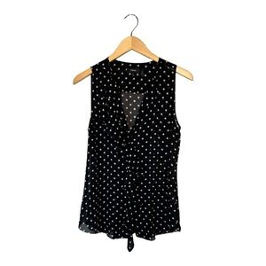 Theory Polka Dot Sleeveless Ruffle Top